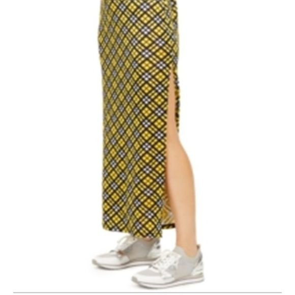 Michael Kors Women's Plaid Maxi Dress Yellow Size Medium - Picture 3 of 3